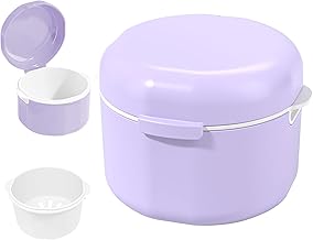 Dental Device Holder with Basket, Dental Holder, Orthodontic Dental Appliance Case, Dental Bite Holder, Teeth Device Box, Dental Prosthesis Holder, Mouthguard Holder (Purple)