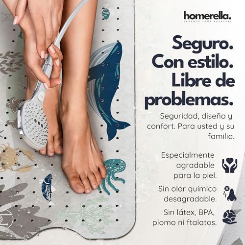 Miniatura 2 de Homerella Alfombra De Baño Antideslizante Y Delicada Con La Piel, 100x40cm, Incl. Ganchos Esterilla De Tina Sin Bpa Estera Resistente Al Moho Y Lavable A Máquina Alfombrilla De Baño