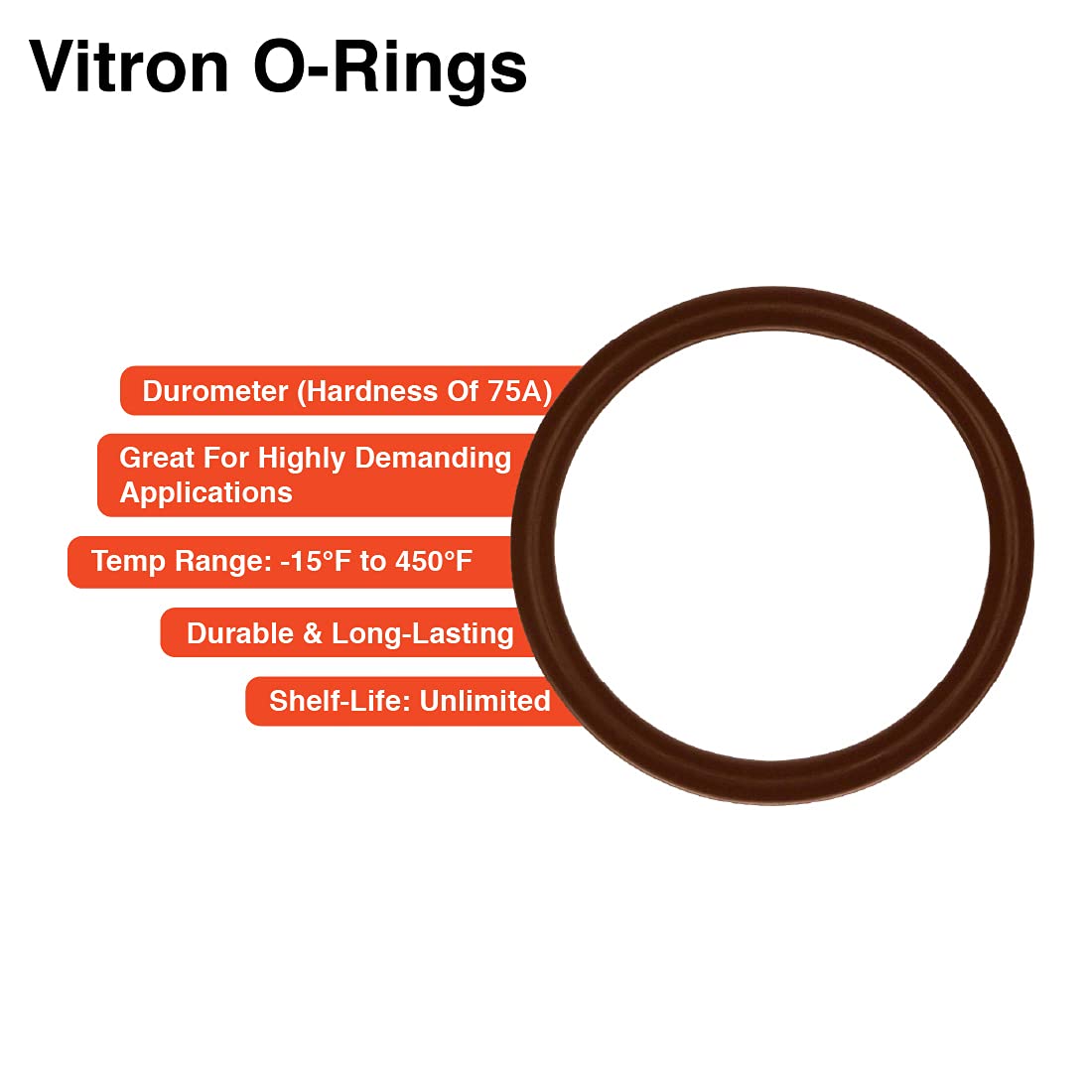 Mr O-Ring 120 Viton O-Ring - 75A Durometer, 1" ID, 1-3/16" OD, 3/32" CS, Brown (Pack of 100)