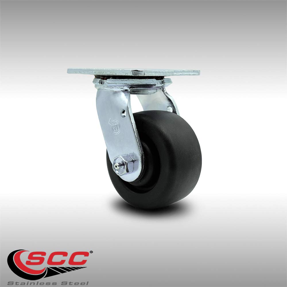 Stainless Steel Heavy Duty Swivel Top Plate Caster with 4 Inch Polyolefin Wheel and Ball Bearings - 500 lbs. Capacity/Caster - Service Caster Brand