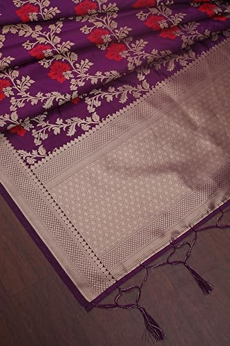Image of DEVANGI Women's Woven Jacquard Banarasi Silk Printed Dupatta /Chunni with Meena Work, Width 1 Meter, Length 2.5 Meter
