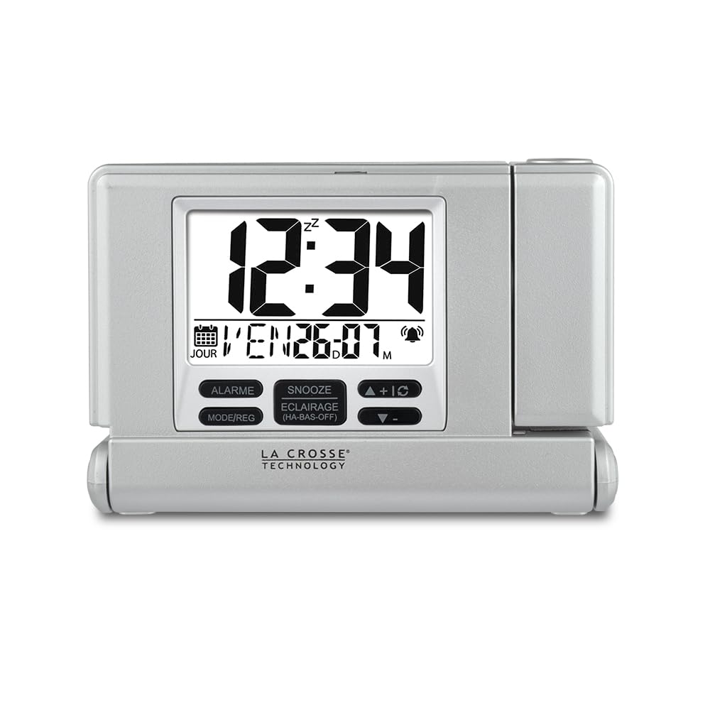 La Crosse Technology WT525 Projektionswecker mit USB-Anschluss, Grau
