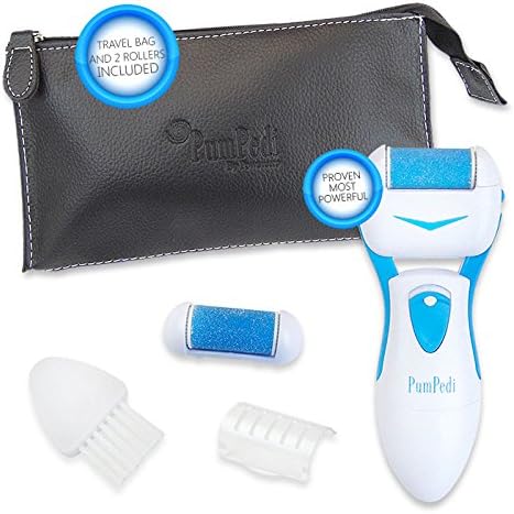 PumPedi Perfect Callus Remover for Feet with Unique Sleek Travel Bag- Top Rated Foot File Tool- Home Pedicure Kit Easily Remove Hard Skin on Feet Fast- Free Extra Roller - Spring S A L E!!