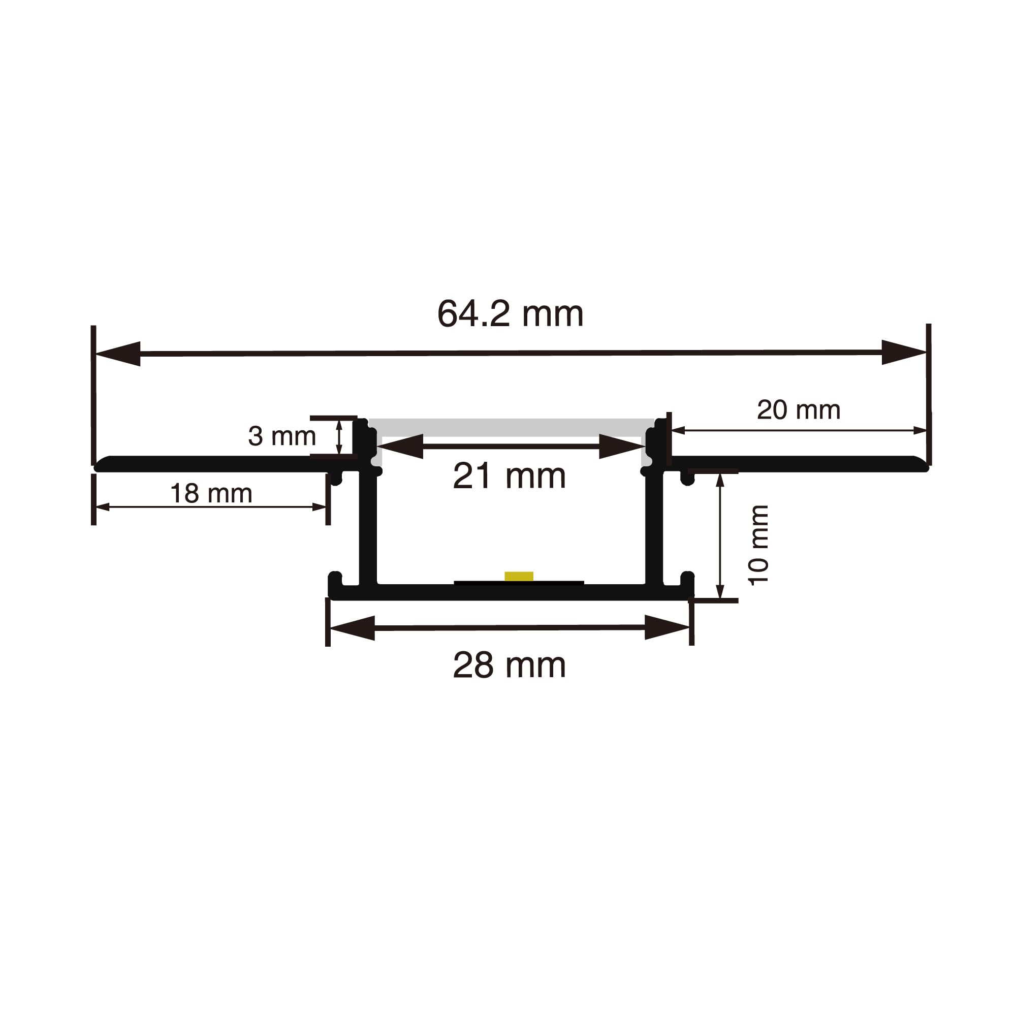 Shine Plus 10 x LED Trockenbauprofile 2 m, Eingebauter LEDKanal mit Diffusor, LED Profil Maße 28 x 13,8 mm Randbreite 64,2 mm für Streifen unter 20 mm,Innenbreite 20,2mm