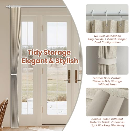 Image of AJAZZ Blackout Accordion Door Curtain 1 Panel 98 inchx78 inch Cream Yellow - Magnetic Folding Room Divider, No-Drill Sliding Patio Closet