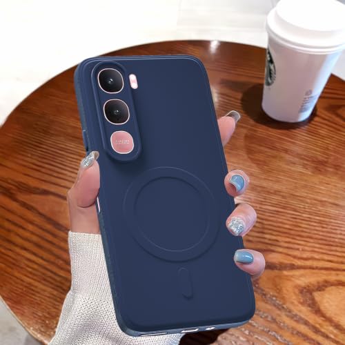 Image of Pikkme Back Cover for Vivo Y31 5G Soft Matte Silicone Mag-Safe Design (Mag-Safe Not Support) Camera Protection | Slim Fit Bumper Cover (Blue)