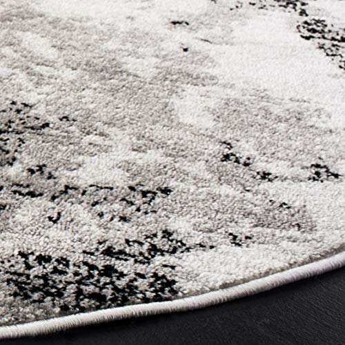 Tapete decorativo redondo 6'7" gris e ivory miniatura 4