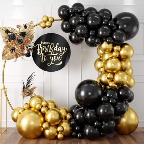 Image of Chrome Balloons, 50pcs 12inch Black Chrome and Gold Chrome Metallic Balloons for Birthday Decorations, Anniversary, Engagement, Wedding Decorations, Baby Shower, Festival Party Decorations ARV