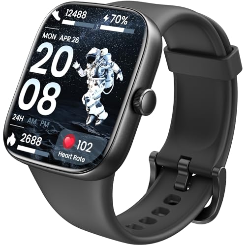 TOZO S7 Smartwatch Bluetooth Call 1.85”AMOLED Ultra HD Screen,Dynamic Dials Messages Push 100+ Sports Modes,Detect Human Health (Heart Rate,Blood Oxygen)with High Battery Life Touch Screen Watch Black
