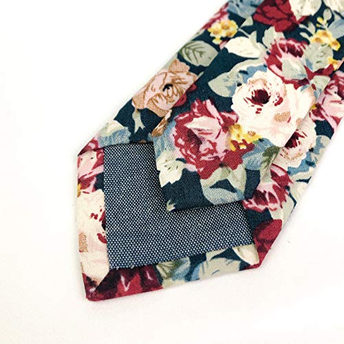 Image of Mantieqingway Men's Cotton Floral Neck Tie 2.56'' Printed Skinny Tie