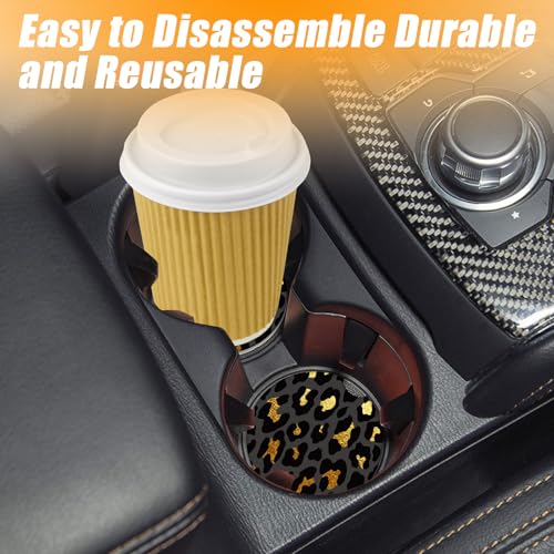 Portavasos para auto cerámico negro con diseño leopardo miniatura 5