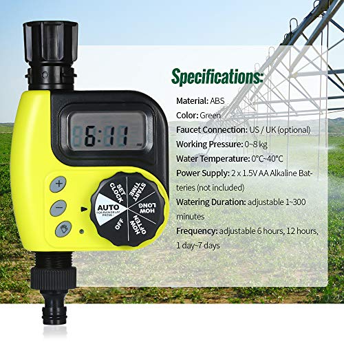 KKmoon Irrigation Timer, Automatic Water Timer Outdoor Garden Irrigation Controller 1-Outlet Programmable Hose Faucet Timer Garden Automatic Watering Device Without Battery