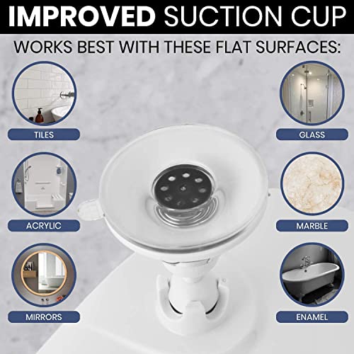 Mirrorvana Fogless Shower Mirror For Shaving With Razor Holder, Strong Suction And 360° Swivel, Shatterproof And Anti Fog Design, 8-Inch X 7-Inch (White) #TOP3