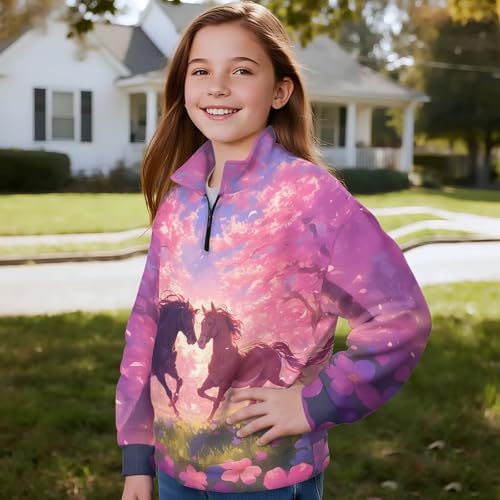 Girls Quarter Zip Sweatshirt Lightweight Pullover Tops Casual Long Sleeve Sweatshirts Fall Clothes for Teen Girl4