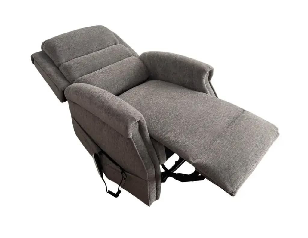 PLUS SANTE – Fauteuil releveur électrique Oslo | 1-2 Moteurs indépendants Dossier & Repose-Jambes, Fonction Relaxation, Mousse Haute densité | 90×94×110 cm | 48 kg (Gris/Tissu, 2 Moteurs)
