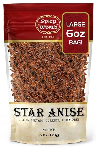 Star Anise Whole Pods 6 Oz Bag -Premium Quality, Vegan, All Natural, Dried, Great for Baking & Tea...