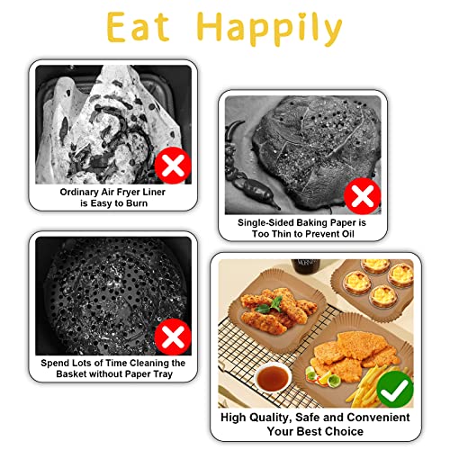 Numola Air Fryer Liners Disposable, 100 Pcs Square 6.3 Inch Liners For 5-8Qt Air Fryers, Safe And Non-Stick Heat Resistant Oil-Proof Parchment Paper For Baking, Roasting And Grilling #TOP5
