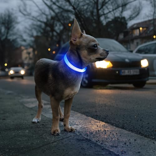 Kpuplol Leuchthalsband Hund, Hundehalsband Leuchtend, Wiederaufladbar Hundehalsband Leuchtend LED Halsband für Hunde Einstellbare Größe, 2 Beleuchtungsmodi für Kleine Mittlere Große Hunde