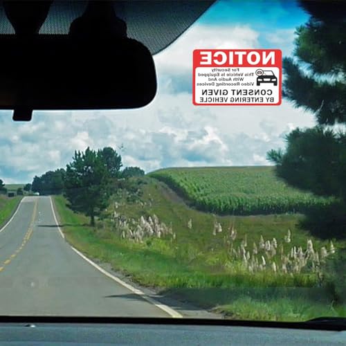 Image of Bittwee 6PCS Car Camera Audio Video Recording Window Vinyl Stickers, Waterproof Sun-Proof Vehicle Video Recorder Decals, Double Sided Auto Camera Recording Label, Universal for Most Cars
