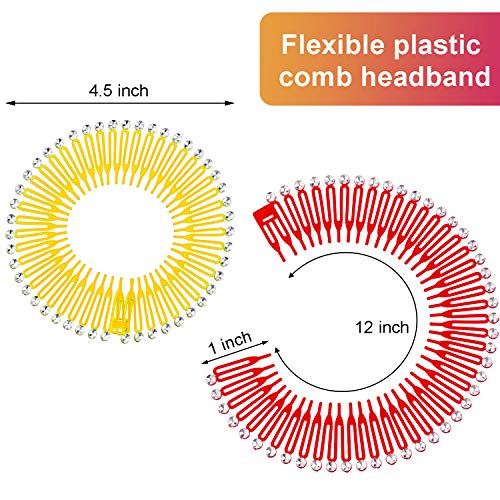 15 Pieces Full Circular Stretch Comb Headbands Flexible Plastic Circle Comb Colorful Plastic Hair Wrap Hairband Holder For Women Girls Sports Hair Accessories, Multiple Colors #TOP1
