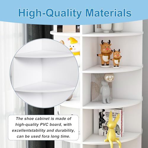 Image of Leavader Rotating Shoe Rack Tower, 8-Tier Spinning Storage Rack, Free Standing 360 Revolving Shoe Organizer, Holds 32 Pairs of Shoes