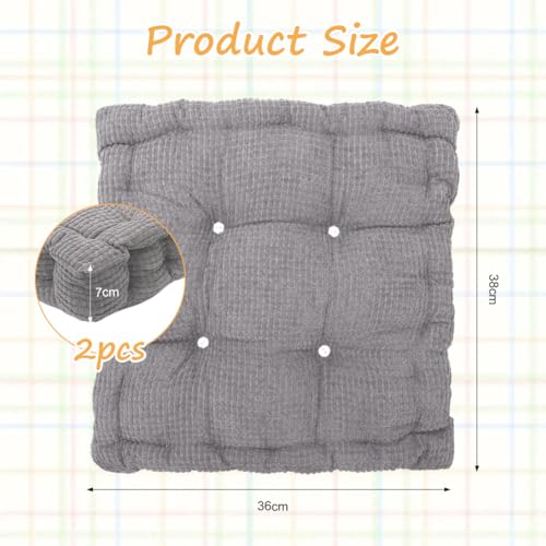 2er Set Sitzkissen, 40x40cm Stuhlkissen für Indoor und Outdoor aus Dicke Polsterung Steppkissen Bodenkissen Bank und Gartenstuhl Quadrat – Bild 2