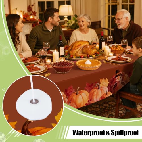 Image of Smiry Disposable Table Cloth - 10 Pack, 54 x 108 Inch Waterproof Rectangle Tablecloths for Parties, Decorative Plastic Table Cover, Leakproof & Sturdy, Coffee & Orange