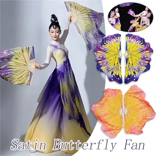 Éventail de Danse Papillon en Soie Dégradée 20/30cm pour Pratique de la Danse Classique et Yangge