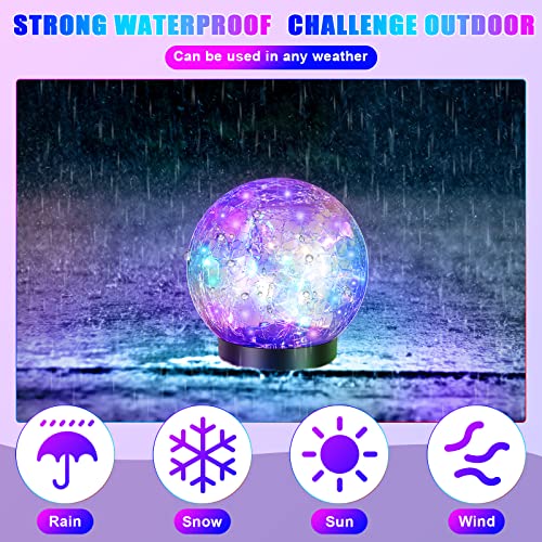 Image of Tuanse 4 Pcs Solar Lights Decorative, Cracked Glass Ball Solar Globe Lights, LED Colored Garden Globes Outdoor for Yard Waterproof Back Yard Landscaping Flower Bed Patio Lawn (Multicolor,4.7 in)