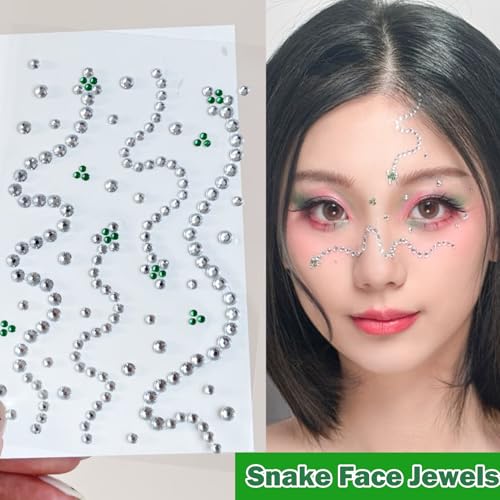 Image of NOOEPC Snake Shape Self Adhesive Face Gems Stickers, Hair Gems Face Jewels Eye Jewels Rhinestones Festival Essentials Rave Accessories Rhinestone Stickers