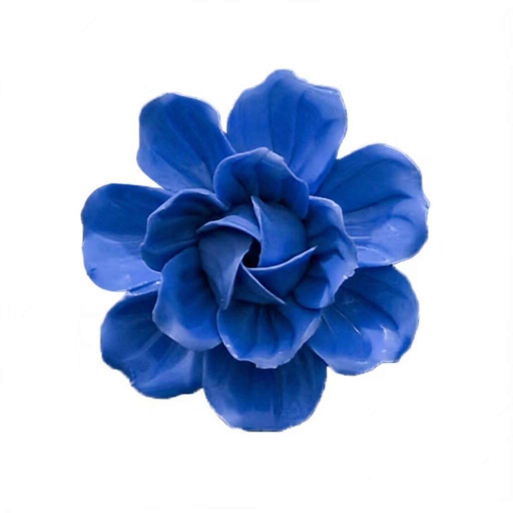 Dark Blue,Camellia, 3.54",Ceramic Flower Wall Art Decor, Artificial Flower Wall Sculpture,Handmade Ceramic Flowers for Home,Hallway,Living Room, Kitchen,Bathroom
