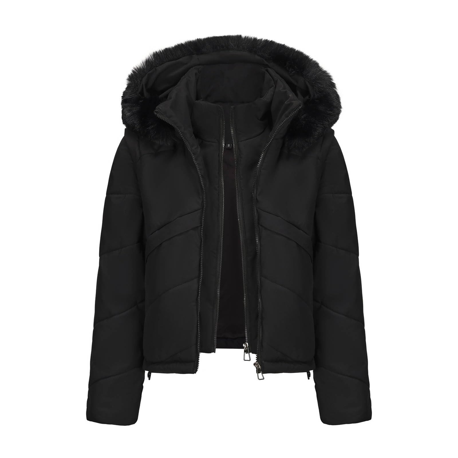 Chaqueta Mujer Abrigo Entretiempo Invierno Cazadora Plumiferos，Chaqueta Corta Mujer con Capucha Desmontable y Manga Removible Dos Piezas Cálida Otoño Invierno Estilo Moderno Diario Oficina