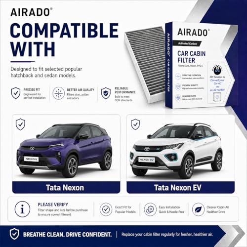 Image of Car Cabin Air Filter with Activated Carbon | AC Filter for Tata Nexon & Nexon EV | PM2.5 Dust Protection | Easy DIY Installation | Pack of 1