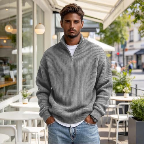 Corduroy Sweatshirts for Men Quarter-Zip Pullover - image 2