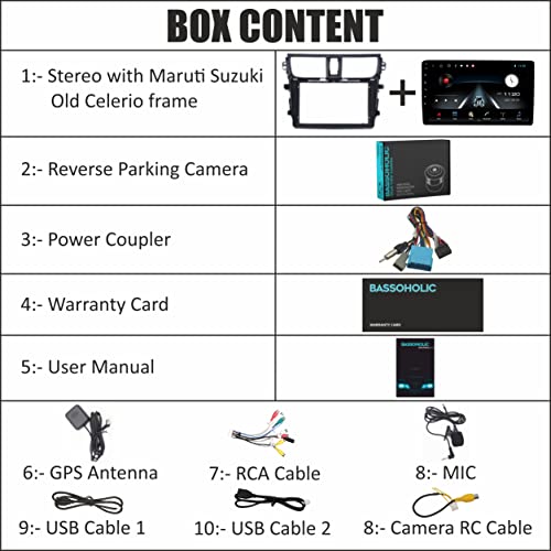 Image of 9 Inches Android System for Old Celerio with 2GB /32GB RAM & ROM, Gorilla Glasses /Full HD Display /WiFi /GPS /SWC and HD Parking Camera (Old Celerio (2014-2020))