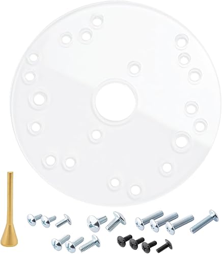 POWERTEC Placa base de enrutador de 6-12 pulgadas con pasador de centrado y tornillos de montaje, agujeros preperforados - Subbase de acrílico