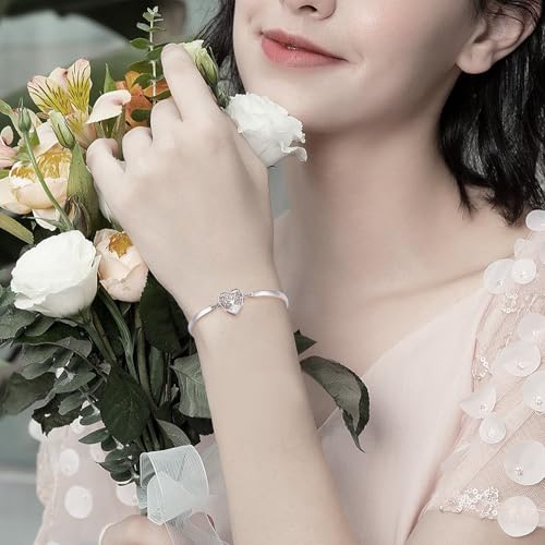 DAOCHONG Sterling Silver Bracelets for Women Engraved Message Mantra Bangle Bracelets Friend Encouragement Gift for Her2