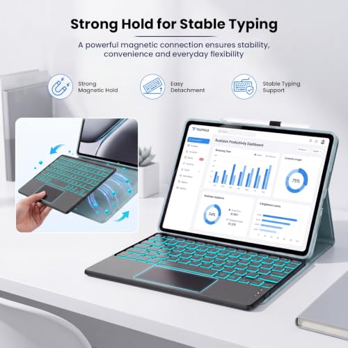 Image of Smart Keyboard Case for OnePlus Pad 2 /Pad Pro / Oppo Pad 3 Pro 12.1 inch Cover Folio Case with Trackpad, 7 Color Backlit, Magnetically Detachable Keyboard, Pen Holder, Rechargeable Protective Cover