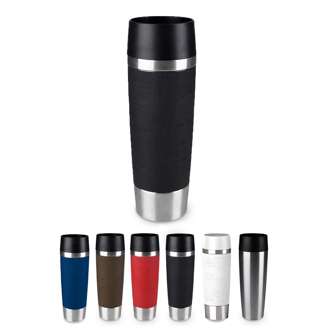 Emsa Standard-Design Travel Mugs, schwarz/rot, 2 x 500ml