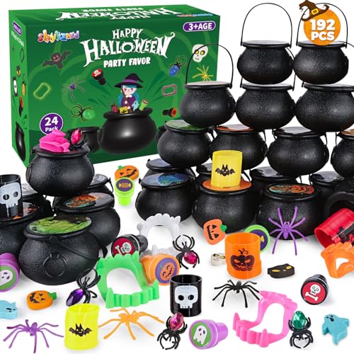 Halloween Party Favors for Kids, 24Pack Prefilled Witch Cauldrons with Toys