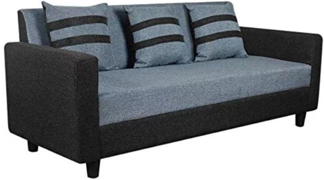 Mofi Sofas Home Decor Solid Wooden Sofa Set 3 Seater Furniture with Cotton Fillings | Sofa Set for Living Room | 3 Seater Sofa Set | Sofa Set for Home | Frame Material Solid Wood-Grey