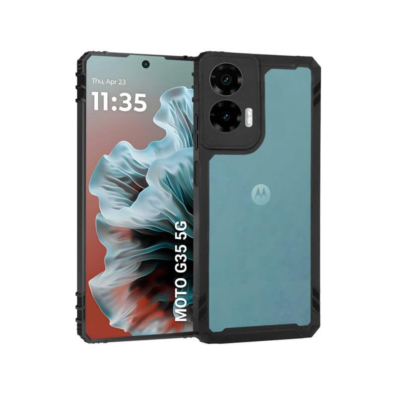 Image of AIBEX Crystal Clear Back Cover Case for Motorola G35 5G | 360 Protection | Shockproof Bumper | Transparent Non-Yellowing PC + TPU Case