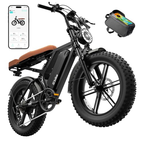 SISIGAD Electric Bike for Adults, Peak 1500W Motor, 30MPH 70Miles, Fat Tire 20' Retro Ebike, 48V 15Ah Removable Battery, 7-Speed E Bike for City Commuting, Off-Roading, Mountain, UL 2849 Black