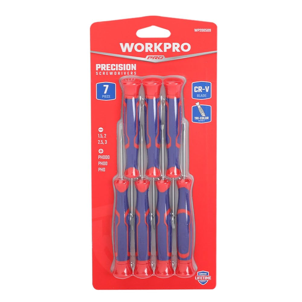 WORKPRO WP200509 7 Parça Profesyonel CR-V Manyetik Hassas Tornavida Seti