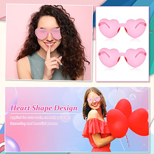 Flutesan 60 Pairs Heart Sunglasses Pink Heart Shaped Rimless Sunglasses Transparent Frameless Glasses Candy Color for Party Favor Cosplay4