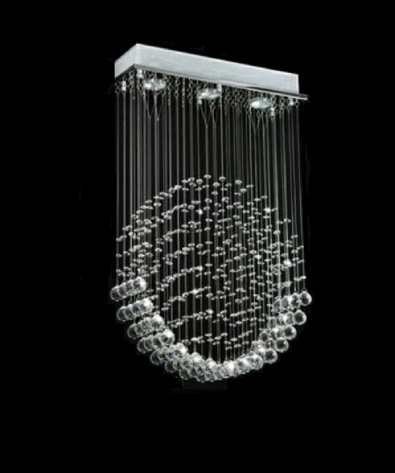 Image of CRYSTA WORLD Raindrop K9 Crystal Modern Chandelier for Living Room /Bedroom /Hall, (Circle, L22 /W5 /H24)