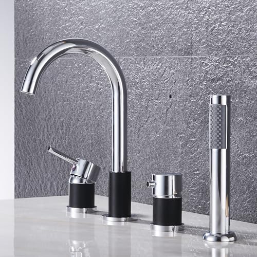 Mitigeur de douche doré anti-calcaire avec douchette amovible pour lavabo