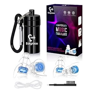Eargrace Bouchon Oreille Concert, 2 Paires de Bouchons d’Oreille pour Musiciens de Réduction du Bruit de Protection de l’Ouïe pour Musiciens, Dj, Festival, Moto et Événements Forts