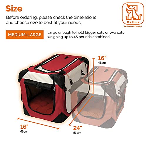 Petluv "Pull-Along Rolling Cat & Dog Carrier & Travel Crate On Wheels - Locking Zippers, Matching Comfy Plush Nap Pillow, Reduces Anxiety #TOP6