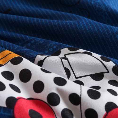 Image of Caressma Navy Toddler Bedding Set, 4 Pieces Boys Comforter with Car Print | Microfiber Kids Comforter with Cars,Buses & Traffic Lights Pattern, Includes Comforter, Fitted Sheet, Flat Sheet & Pillowcase